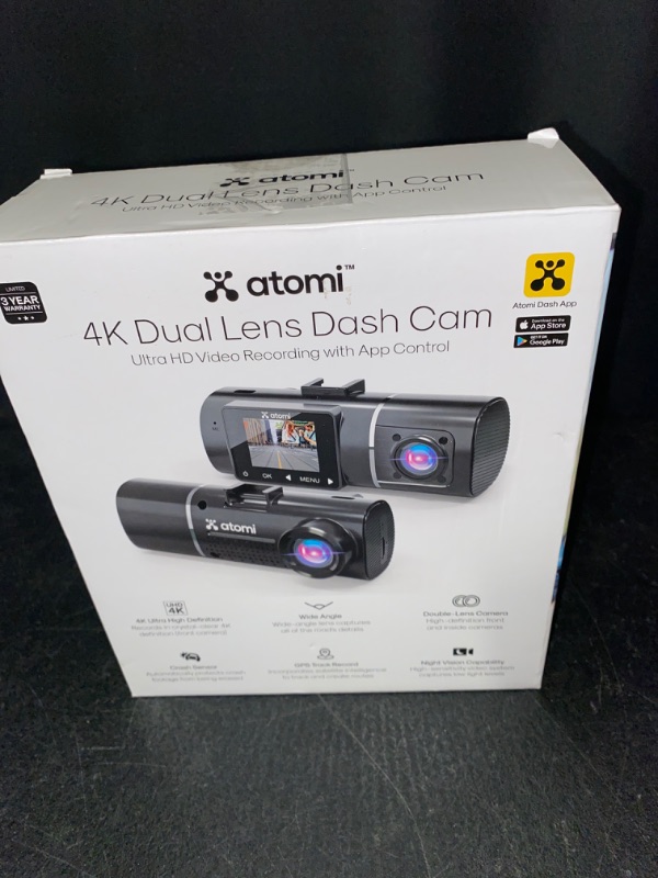 Photo 3 of Atomi 4K Dual Lens Dash Cam OPEN BOX ONLY**