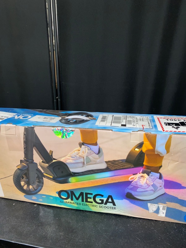 Photo 3 of Jetson Omega Electric Scooter, Up To 10 MPH, Range Up To 5 Miles, 150-Watt Motor, Foldable, 3 Speed Mode, Light-Up Deck, Ages 8+, Black, JOMEGA-BLK OPEN BOX 