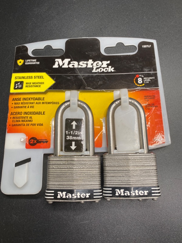 Photo 2 of Master Lock 1.75 W Stainless Steel 4-Pin Tumbler Padlock 2 Pk Keyed Alike