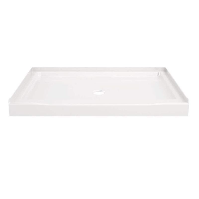 Photo 1 of Classic 500 48 in. L X 34 in. W Alcove Shower Pan Base with Center Drain in High Gloss White