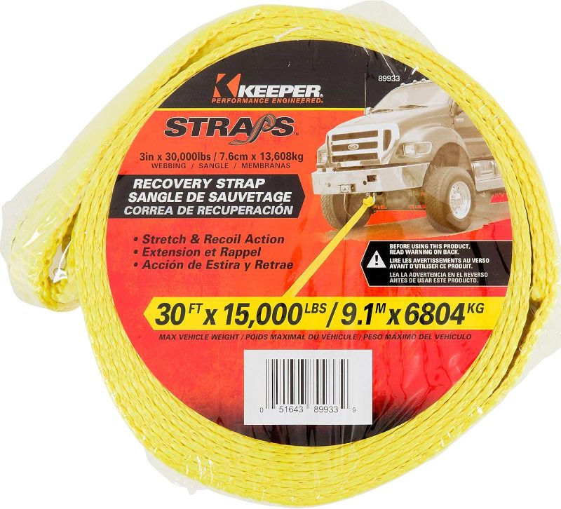 Photo 1 of Keeper – 3” x 30’ Emergency Vehicle Towing and Recovery Strap – 15,000 lbs. Max Vehicle Weight