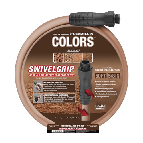 Photo 1 of Colors Garden Hose with SwivelGrip, 5/8 in. X 50 Ft., Drinking Water Safe, Red Clay - HFZC550TCS