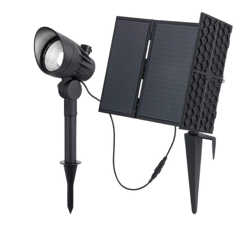 Photo 1 of 300-600 Lumens Black LED High-Low Metal Outdoor Solar Spotlight