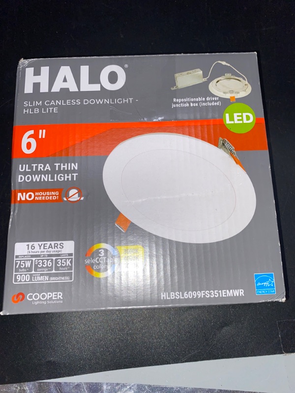 Photo 3 of Halo HLB Lite Matte White 6 in. W LED Canless Recessed Downlight 12.6 W