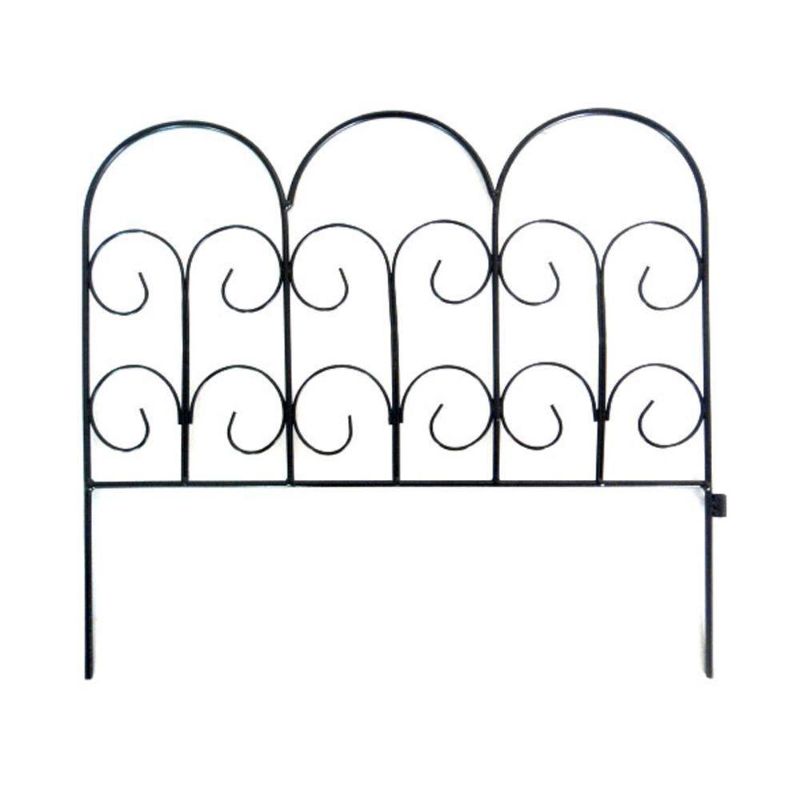 Photo 1 of 2PACK Vigoro Chelsea 16 in. H X 18 in. W Black Garden Fence, Black Powder-coated Finish
