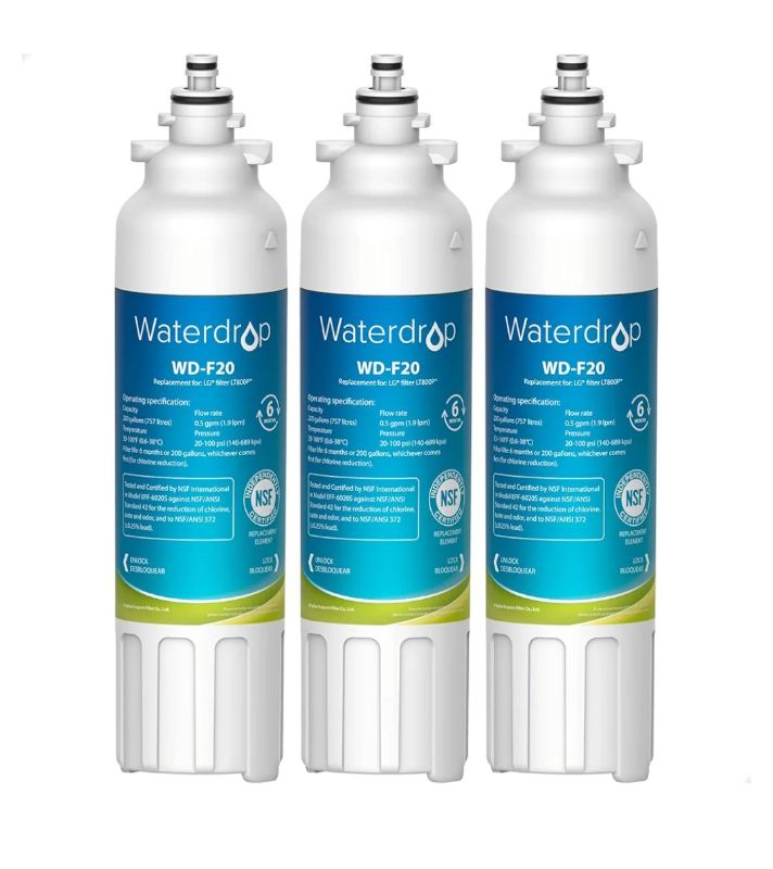 Photo 1 of Waterdrop DA29-00020B Replacement for Samsung® Water Filter HAF-CIN/EXP, DA29-00020B, HAF-CIN, DA29-00020B-1, RF28HMEDBSR, RF263BEAESR, RS25J500DSR, RF263TEAESG, HDX FMS-2, DA97-08006A-1, 3 Filters