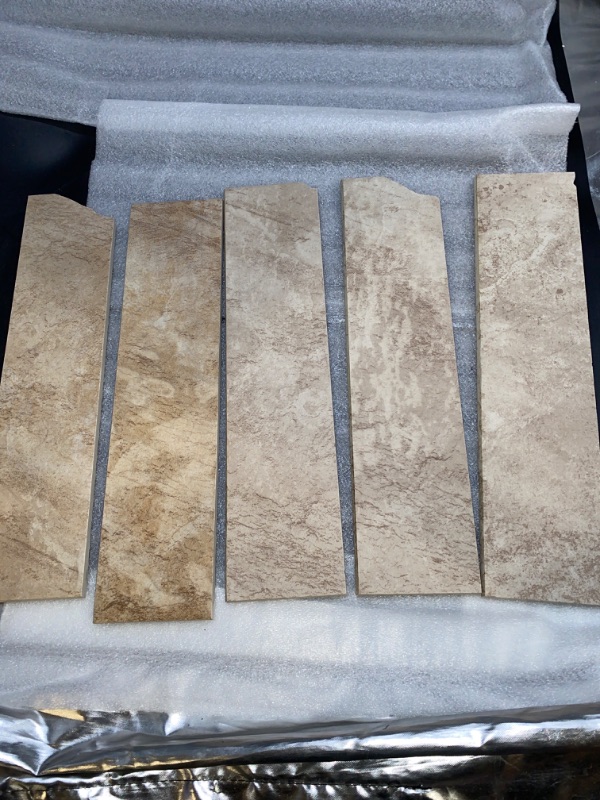 Photo 2 of 5Pcs Continental Slate Egyptian Beige 3 in. x 12 in. Porcelain Bullnose Floor and Wall Tile (0.25702 sq. ft. / piece) DAMAGED****