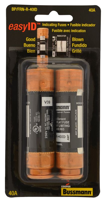 Photo 1 of Bussman BP/FRN-R-40ID 40 Amp EasyID™ Heavy-Duty Time Delay Fuse 2 Count OPEN PACKAGE