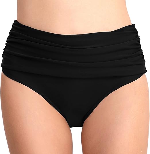 Photo 1 of MEDIUM Women High Waisted Bikini Bottoms Tummy Control Swimsuit Bottoms Ruched Full Coverage Swim Bottom High Rise