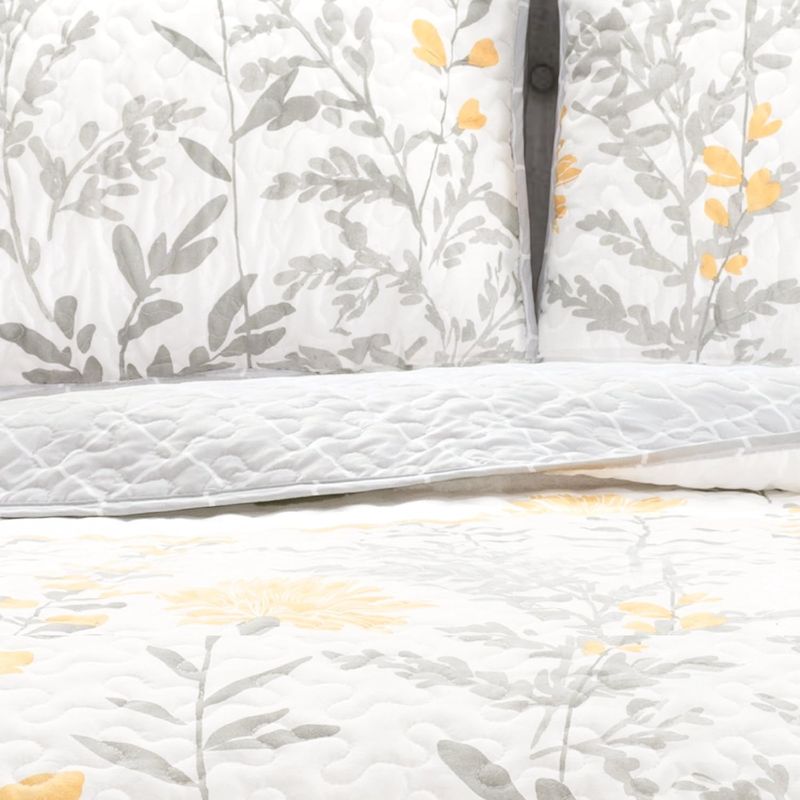 Photo 1 of KING Lush Decor Aprile Soft Reversible Floral Quilt Set, 3 Piece Set, California King, Yellow & Gray- Beautiful Floral Bedding Set- California King- Spring Decor- Cottage & Farmhouse Bedroom Decor