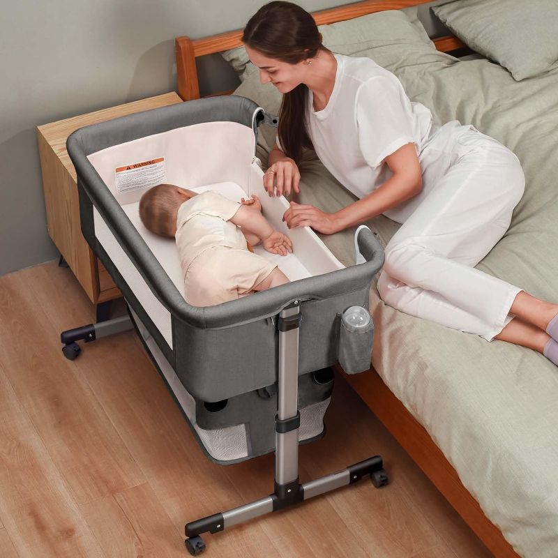 Photo 1 of Bedside Crib,3 in 1 Baby Crib Adjustable Portable Bed for Infant,Baby Bassinet with Mosquito net Baby Newborn Must Have Bed,Grey NEW**