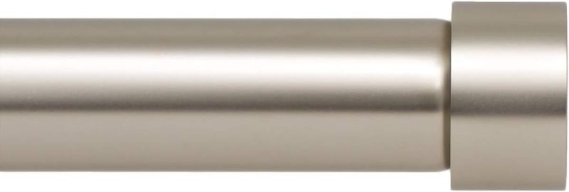 Photo 1 of Ivilon Drapery Window Curtain Rod - End Cap Style Design 1 Inch Pole. 72 to 144 Inch Color Satin Nickel