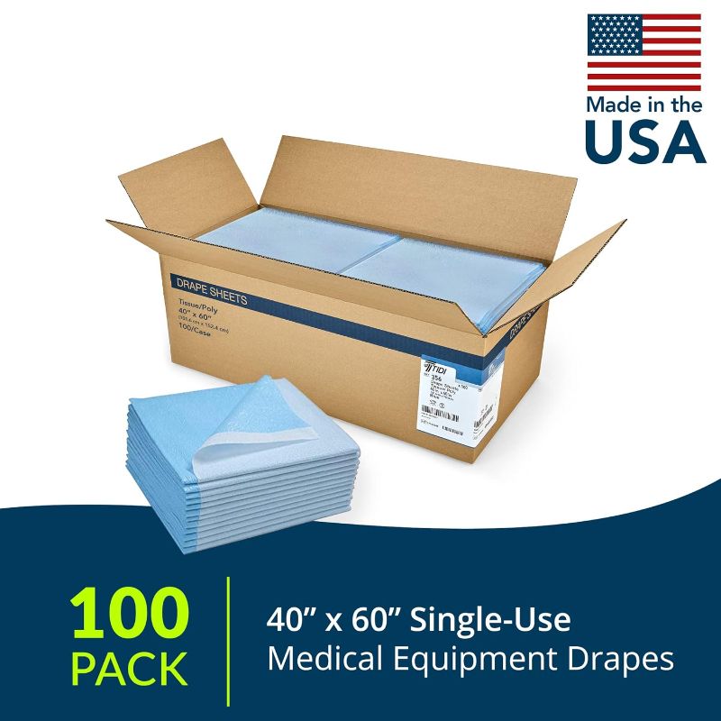 Photo 1 of Avalon  Single-Use Medical Equipment Drape, Blue, 40" x 60" (Pack of 100) - Stretcher Sheet or Treatment Table Cover - Fluid and Barrier Protection - Tissue/Poly - Medical Supplies (356)