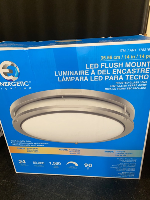 Photo 3 of EEnergetic~Lighting 14"" LED Flush Mount Light Fixture, Silver