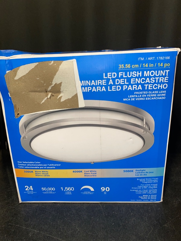 Photo 3 of EEnergetic~Lighting 14"" LED Flush Mount Light Fixture, Silver MISSING SCREWS**