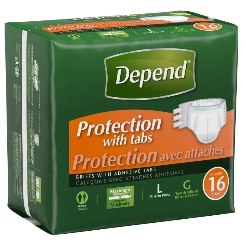 Photo 1 of LARGE Depend Protection with Tabs Incontinence Underwear Briefs, Maximum Absorbency,16 Ct