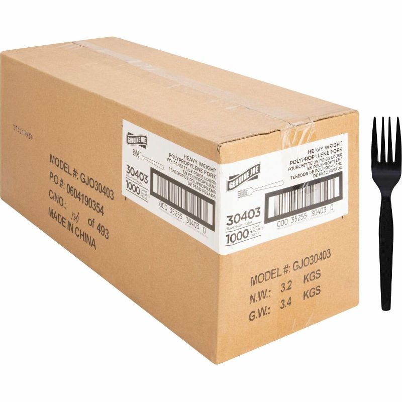 Photo 1 of Genuine Joe Heavyweight Plastic Fork 1000 / Carton Black