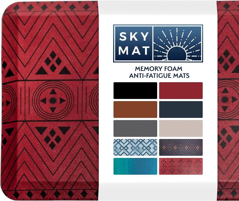 Photo 1 of Sky Solutions Anti Fatigue Floor Mat - 3/4" Thick Cushioned Kitchen Rug, Standing Desk Mat - Comfort at Home, Office, Garage - Non Slip, Durable and Stain Resistant (20" x 39", Sedona Red)