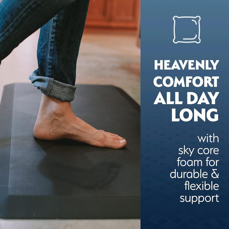 Photo 2 of Sky Solutions Oasis Anti Fatigue Mat - Cushioned 3/4 Inch Comfort Floor Mats for Kitchen, Office & Garage - Padded Pad for Office - Non Slip Foam Cushion for Standing Desk (20" x 32", Black)