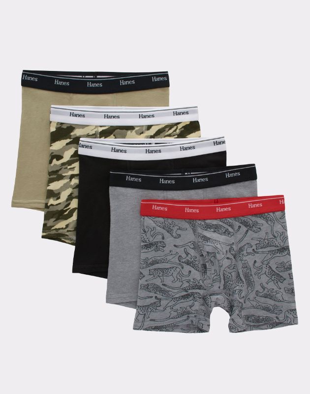 Photo 1 of Hanes Boys' 5pk Originals Camo Boxer Briefs - Gray/Black M