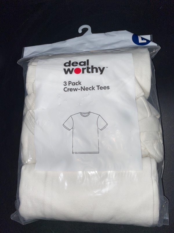 Photo 2 of Size L Men's Slim Fit Crewneck T-Shirt 3pk - Dealworthy™ White