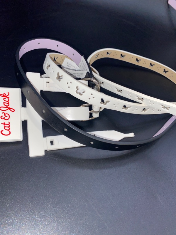 Photo 2 of Girls' 3pk Butterfly Themed Belt Set - Cat & Jack™ Purple/White/Black L