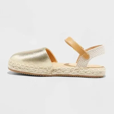 Photo 1 of SIZE 4 Kids' Luna Jute Espadrille Sandals - Cat & Jack Gold 5