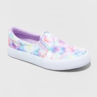 Photo 1 of SIZE 4 Girls' Sariah Striped Speckle Print Slip-on Sneakers - Cat & Jack