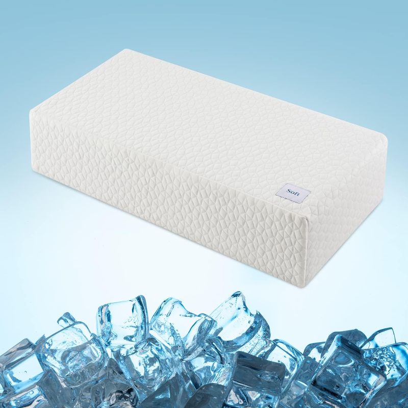 Photo 1 of HARBOREST Ice Cube Cooling Pillow for Side Sleepers Memory Foam Side Sleeper Pillow Support Head & Neck for Pain Relief?12"x24"x5"