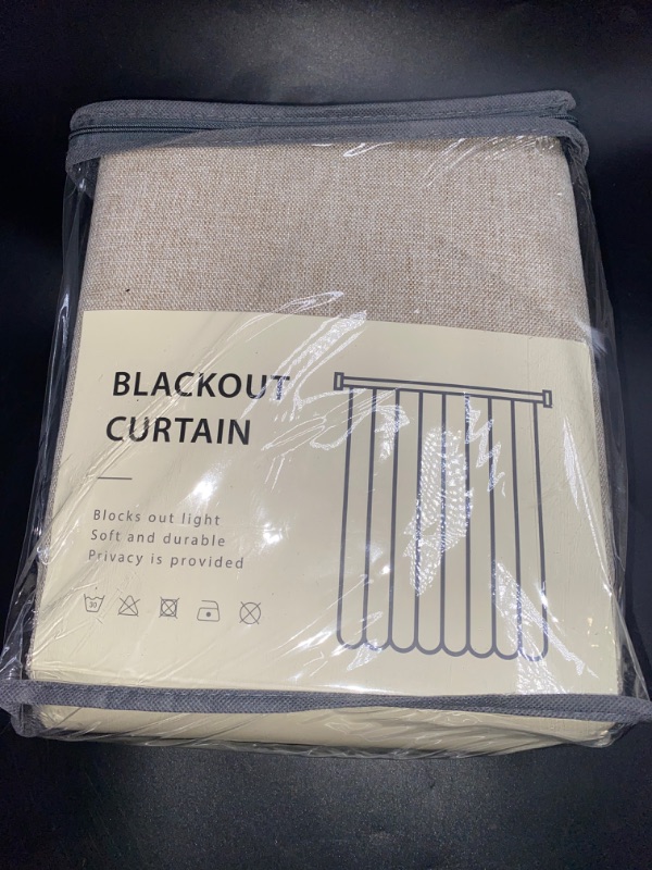 Photo 2 of 100% Blackout Curtains 84 Inches Long,Linen Blackout Curtains 84 Inch Length 2 Panels Set,Thermal Insulated Full Light Blackout Curtains for Bedroom/Living Room,50" W x 84" L 2 Panels,Natural Linen
