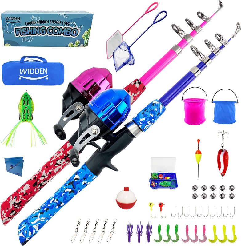 Photo 1 of Kids Fishing Pole, Portable Telescopic Kids Fishing Poles for Boys and Girls, Fishing Rod and Reel Combo Kit with Tackle Box, and Fishing Net, Best Fishing Pole for Toddler Youth
