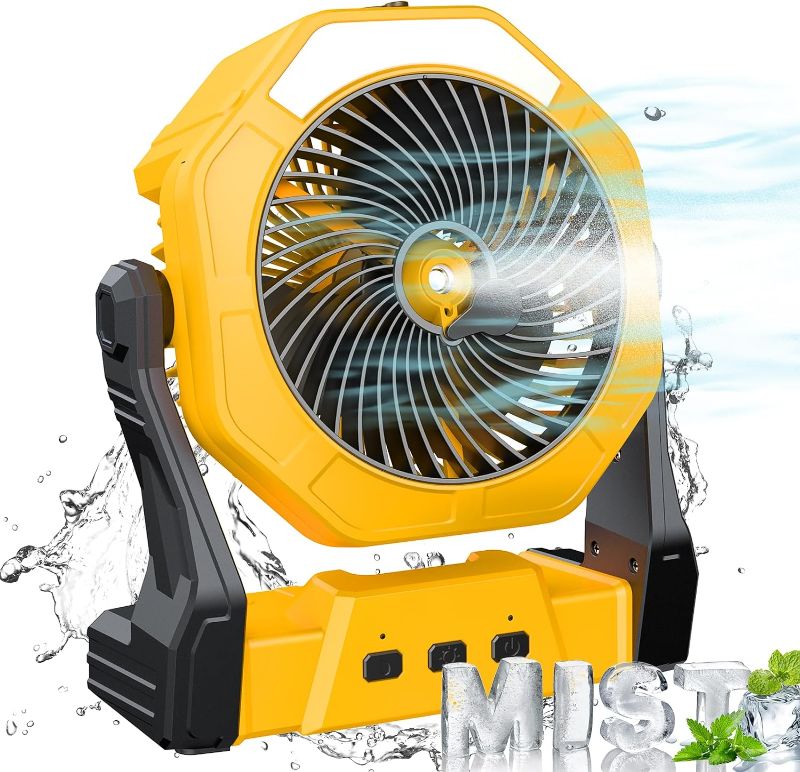 Photo 1 of Ausic Portable Misting Fan, Outdoor Fans for Patios with Water Mist, 10000mAh Rechargeable Battery Personal Cooling Fan with Mister, 8-Inch, 250mL Water Tank & LED Lantern, for Home, Outside, Camping
