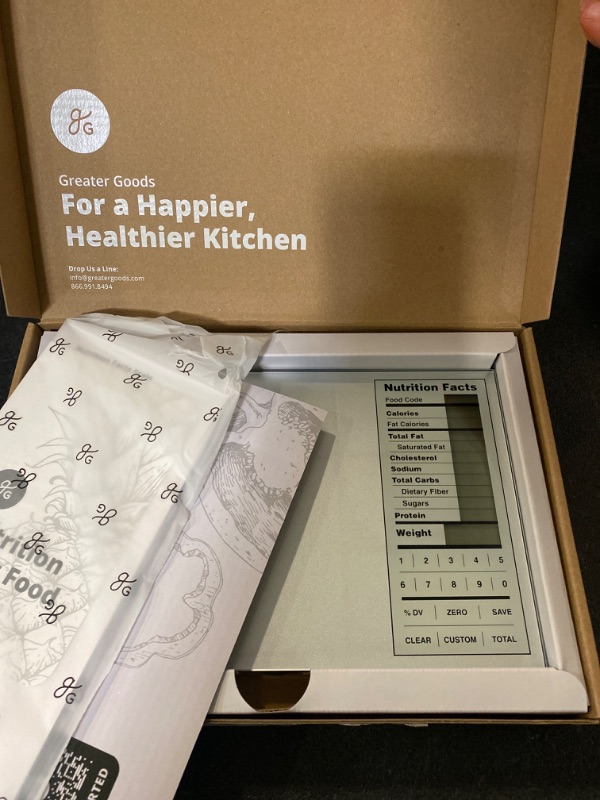 Photo 1 of Greater Goods Nutrition Scale, Food Grade Glass, Calorie Counting Scale, Meal Prep Scale, and Weight Loss Scale, Designed in St. Louis, Silver

