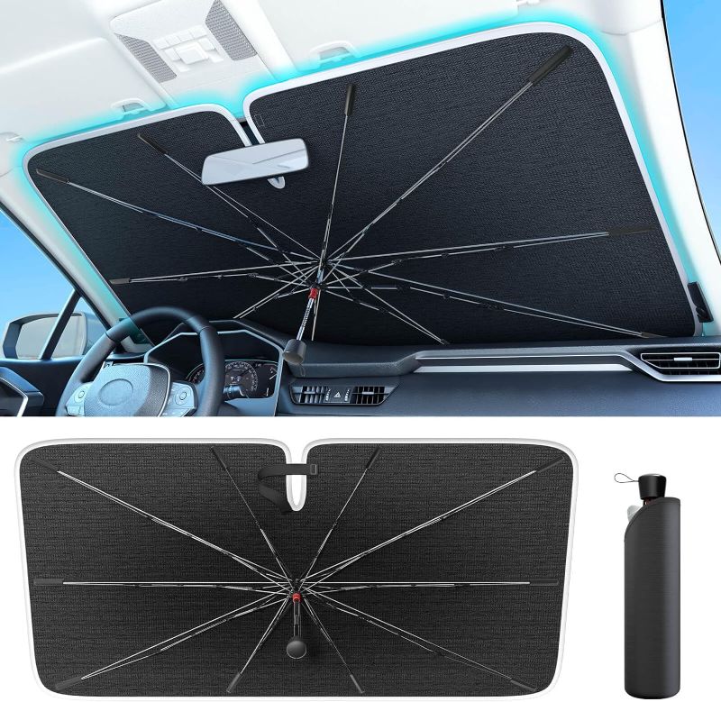 Photo 1 of 2024 Ice-Shield Sun Shade for Car Windshield [100% Sun Block, 4-Gen Cooling Tech] Heat Insulation Protection, Portable Front Window Sunshade for SUVs/Pickups/Sedans, Universal Size 57"x32"
