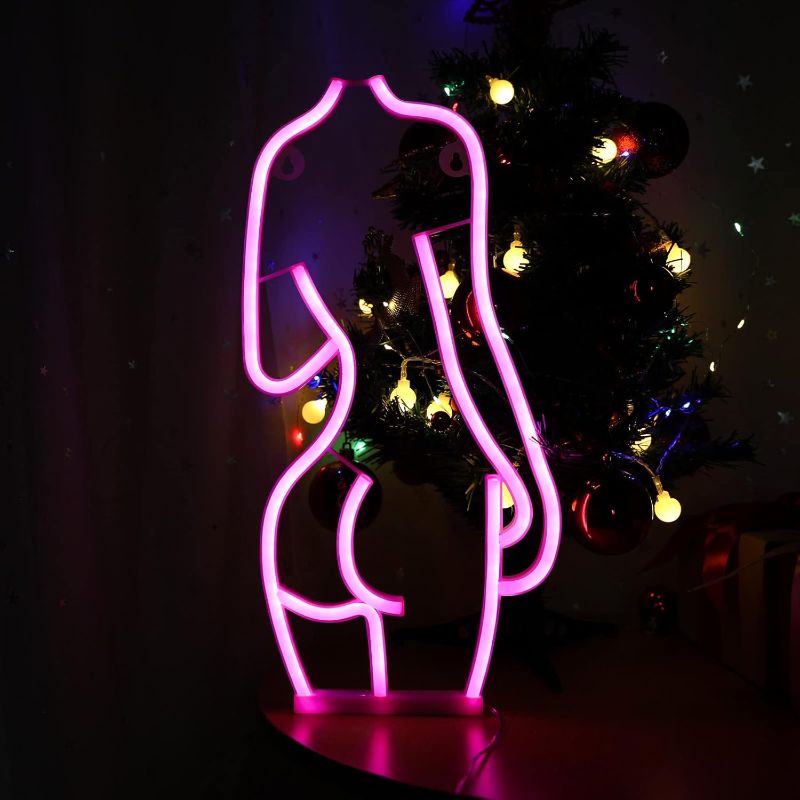 Photo 1 of ENUOLI Sexy Lady Back Neon Signs,USB/Battery Operated Night Lights for Wall Decor, Body Neon Signs Cool Decor for Bedroom/Gaming Room/Art Gallery/Home Party/Bar/Gaming Room(7.9''x16.3'' Pink)
