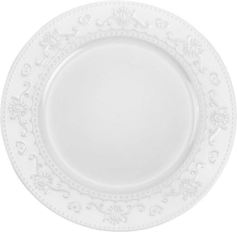 Photo 1 of 13-Inch Charger Plates, 6Pcs Dinner Plate Chargers Round Server Ware Compatible with Ceramic/china tableware, White
