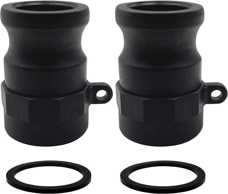 Photo 1 of 2PCS Camlock Fittings Poly Plastic NPT A-200 2" Type A Standard Couplings Cam lock Fittings Polypropylene Cam Groove Fitting Male Camlock with Female Threads (2 inch, Type A)
