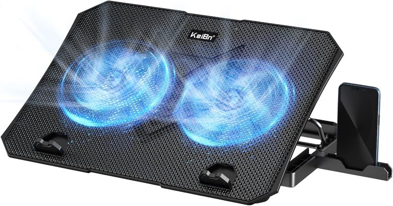 Photo 1 of KeiBn Laptop Cooling Pad, Gaming Laptop Cooler 2 Fans for 10-15.6 Inch Laptops, 5 Height Stands, 2 USB Ports (S039)
