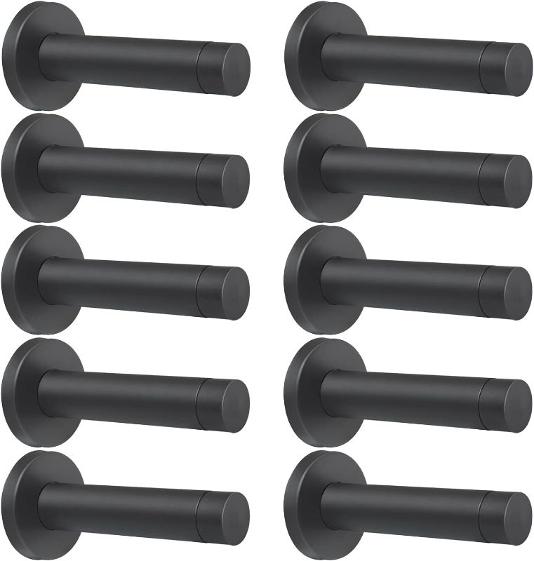 Photo 1 of DOKU 10Pcs Door Stop, 3.5 Inch Heavy Duty 304 Stainless Steel Door Stopper with Rubber Tips Bumper, Wall Mounted Door Holder Protection Sound Dampening, Matte Black
