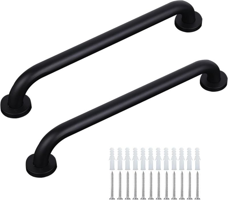 Photo 1 of 2 Pcs 12 Inch The Black Stainless Steel Handrail Bar Stairway Hand Bar Steel Outdoor Deck Rail Handle Indoor & Outdoor Stairway Hand Railing Safety Handle Bar
