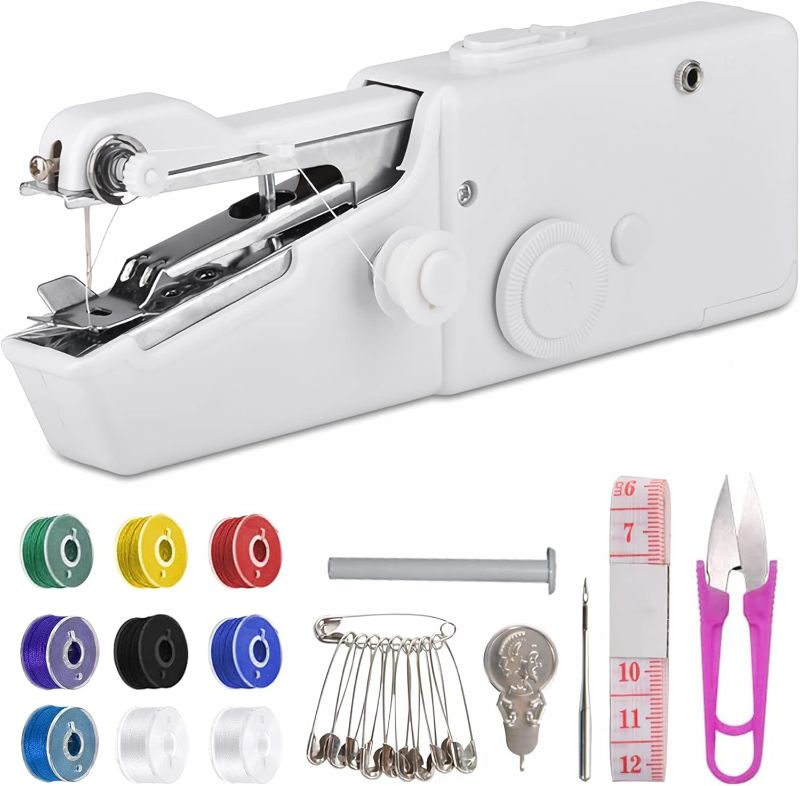 Photo 1 of Handheld Sewing Machine,Mini Sewing Machine for Adults Quick Stitching,Portable Sewing Machine for Beginners with Sewing Supplies Suitable for Home,Travel,DIY
