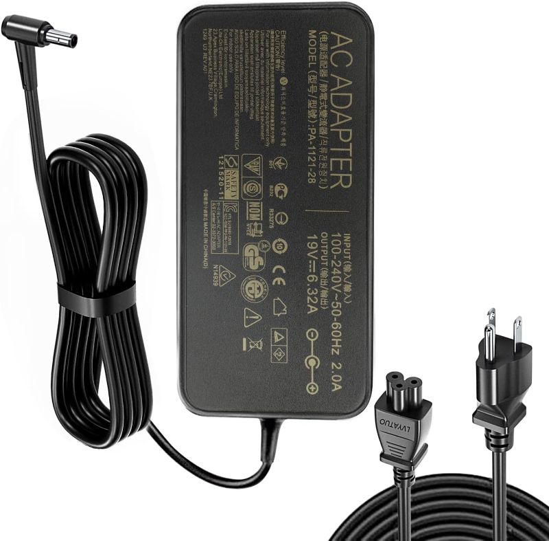 Photo 1 of 120W AC Adapter Compatible Asus Laptop Charge A15-120P1A PA-1121-28 ROG GL551J GL552VW GL553V GL752VW GL753VE N550JK N550JX ZX53VW FX53VD G56JK N56JR VivoBook Q550L X550 X750J X750JA Laptop
