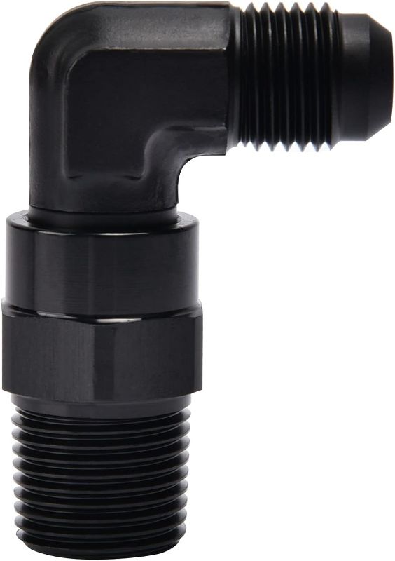 Photo 1 of EVIL ENERGY 6AN Male Flare to 3/8" NPT 90 Degree Swivel Fitting Adapter Aluminum Black
