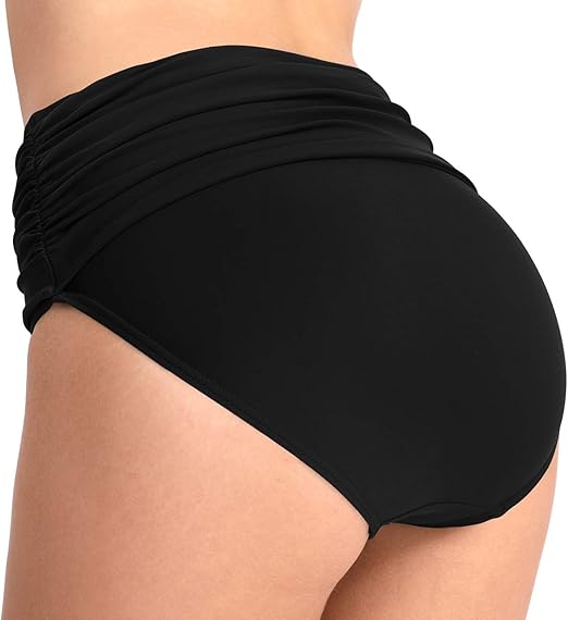 Photo 2 of LARGE T1FE 1SFE Women High Waisted Bikini Bottoms Tummy Control Swimsuit Bottoms Ruched Full Coverage Swim Bottom High Rise
