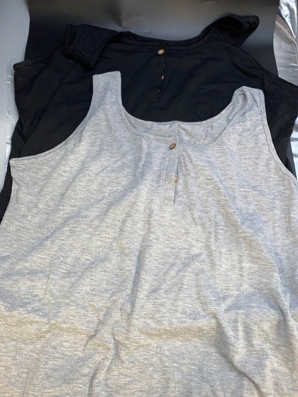 Photo 1 of XXL Womens Tank Tops, 2 Pack Summer Tank Tops for Women 2024, Sleeveless U Neck Loose Button Casual Henley Tops Shirts
