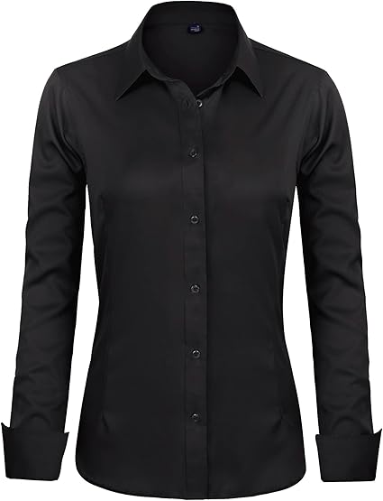 Photo 1 of SIZE 18 SMALL Classic Dress Shirts Long Sleeve Slim Fit Button Down Y Shirt Basic Casual Soft Blouse Tops for Women's 