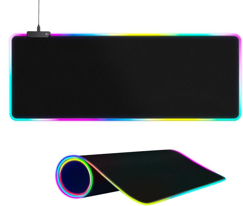 Photo 1 of Large RGB Gaming Mouse Pad -15 Light Modes Touch Control Extended Soft Computer Keyboard Mat Non-Slip Rubber Base for Gamer Esports Pros 31.5X11.8
