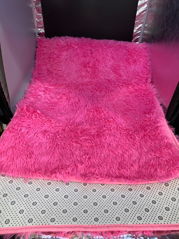 Photo 3 of Kimicole Hot Pink Area Rug for Bedroom Living Room Carpet Home Decor, Upgraded 2x6 Cute Fluffy Rug for Apartment Dorm Room Essentials for Teen Girls Kids, Shag Nursery Rugs for Baby Room Decorations
