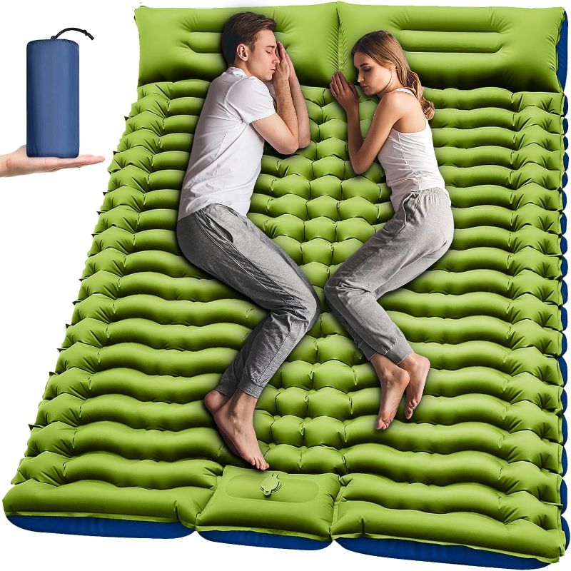 Photo 1 of Double Sleeping Pad - Self Inflating 4" Extra-Thick for 2 Person with Pillow Built-in Foot Pump Inflatable Sleeping Mat for Backpacking, Hiking, Traveling, Tent, Portable Camping Mat
