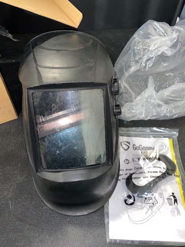 Photo 2 of GoGonova 3.94”×3.82” Welding Helmet Auto Dark, Solar Powered Welding Hood, Auto Darkening Welding Helmet 4 Arc Sensor DIN 5-9/9-13 for MIG, TIG, ARC
